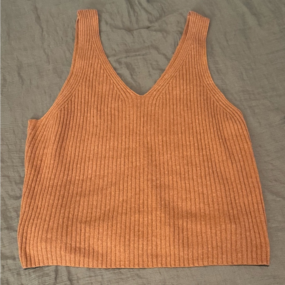 GAP Women's Brown Ribbed Knit Tank Top